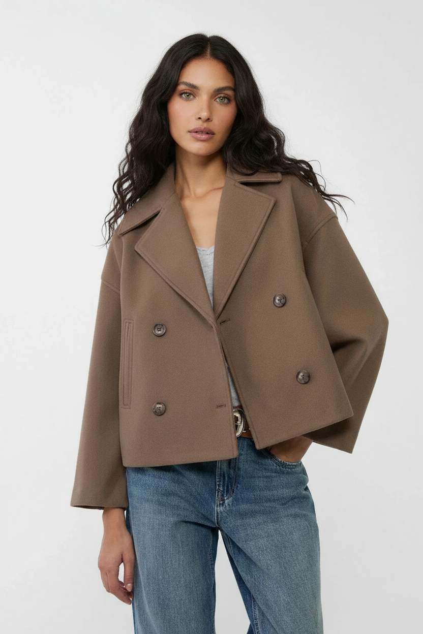 Stijlvolle korte damesjas met double-breasted design