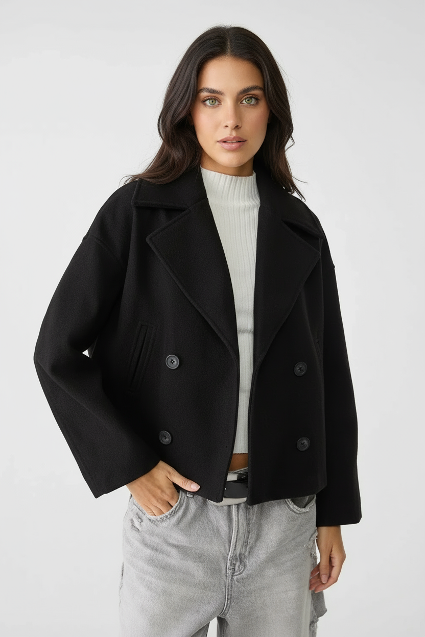 Stijlvolle korte damesjas met double-breasted design