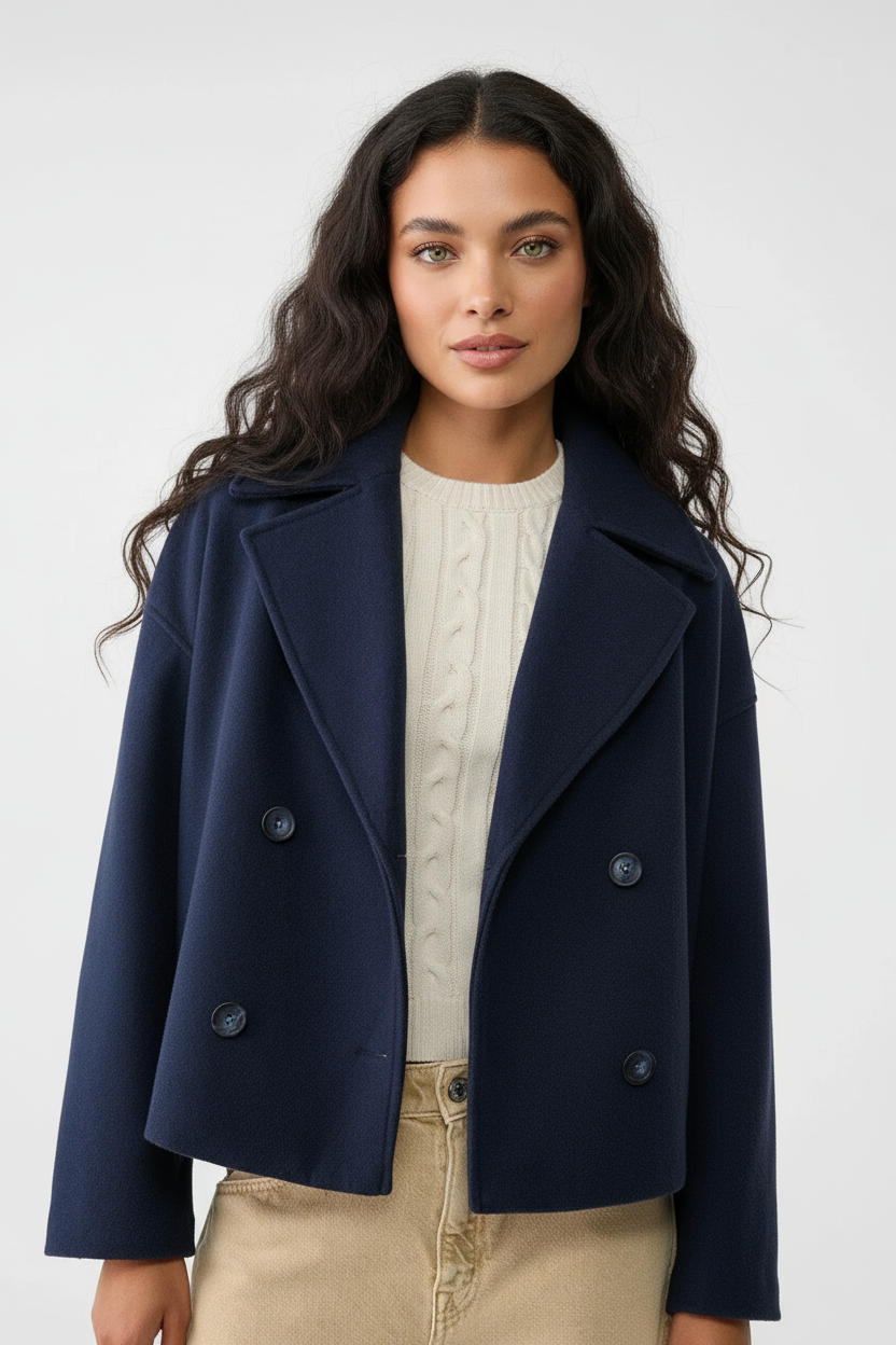 Stijlvolle korte damesjas met double-breasted design