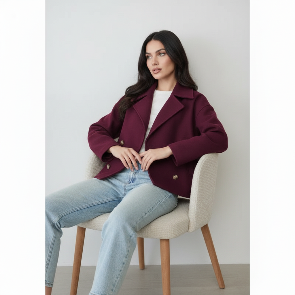 Stijlvolle korte damesjas met double-breasted design