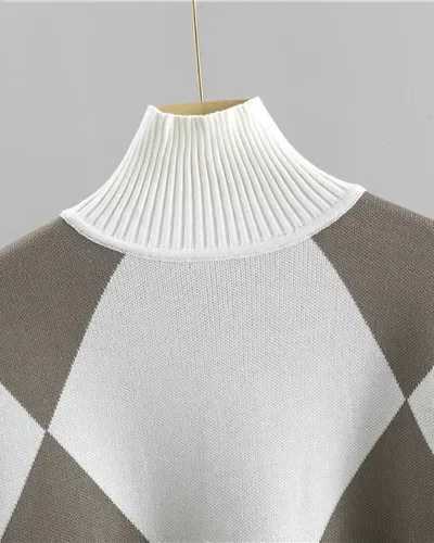 Stijlvolle argyle knit set dames – Elara