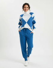 Stijlvolle argyle knit set dames – Elara