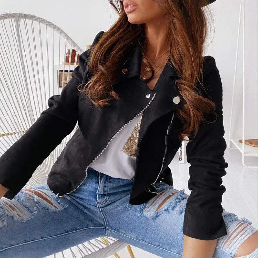 Stijlvolle biker jacket dames – Elara