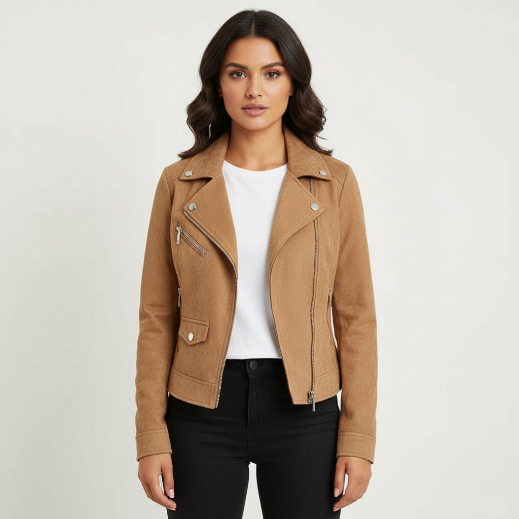 Stijlvolle biker jacket dames – Elara