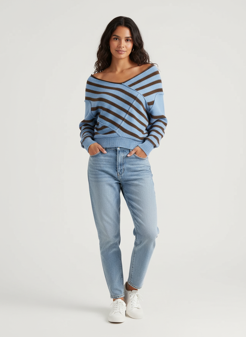 Stijlvolle dames off-shoulder trui – Elara