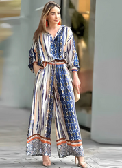 Stijlvolle dames set met print en ceintuur – Vero