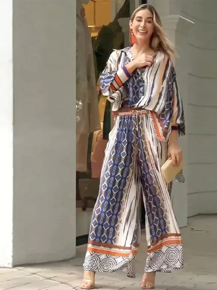 Stijlvolle dames set met print en ceintuur – Vero