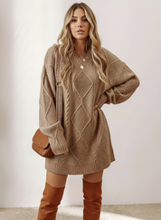 Stijlvolle dames trui jurk met kabelstructuur – Juno