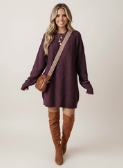 Stijlvolle dames trui jurk met kabelstructuur – Juno