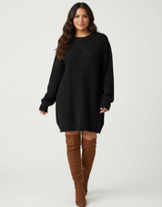 Stijlvolle dames trui jurk met kabelstructuur – Juno