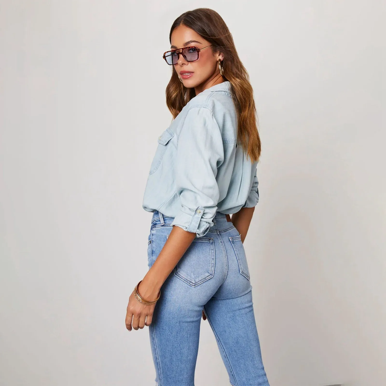 Stijlvolle denim dames blouse – Muse