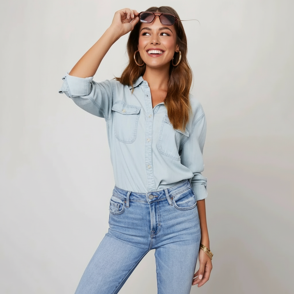 Stijlvolle denim dames blouse – Muse