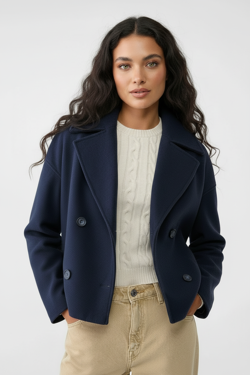 Stijlvolle korte damesjas met double-breasted design