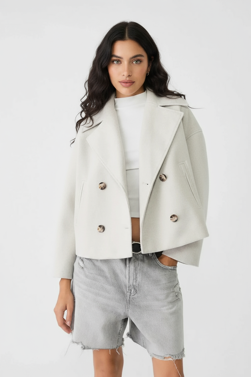 Stijlvolle korte damesjas met double-breasted design