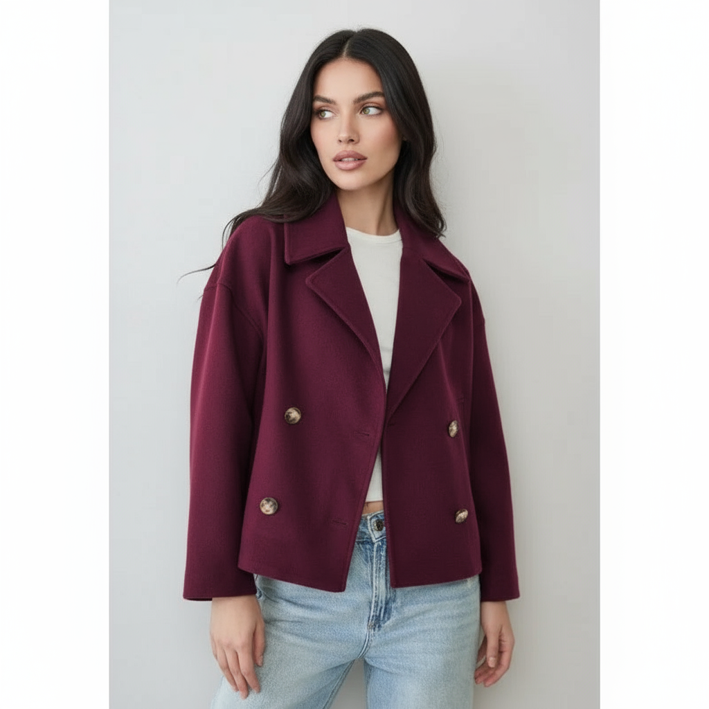 Stijlvolle korte damesjas met double-breasted design