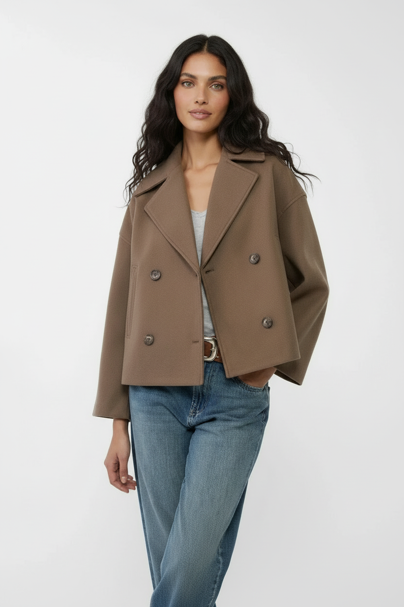 Stijlvolle korte damesjas met double-breasted design