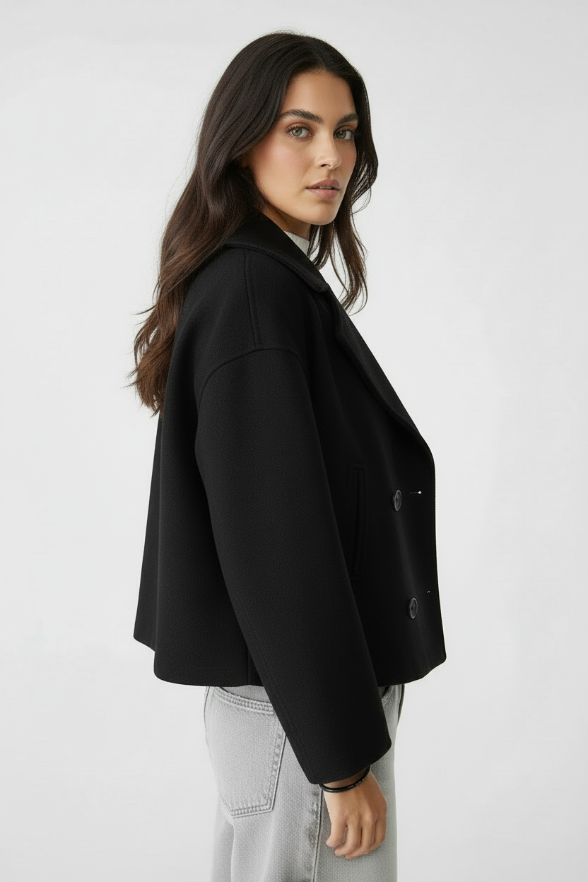 Stijlvolle korte damesjas met double-breasted design