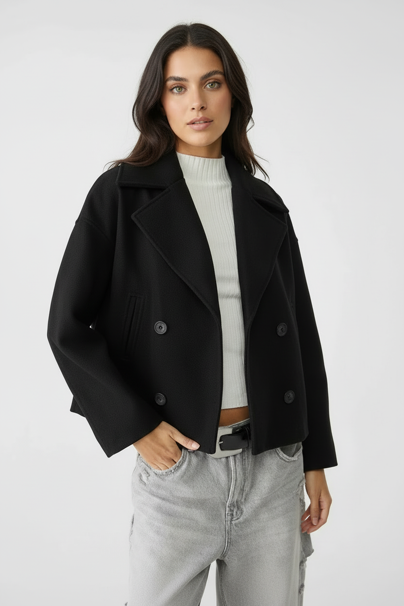 Stijlvolle korte damesjas met double-breasted design