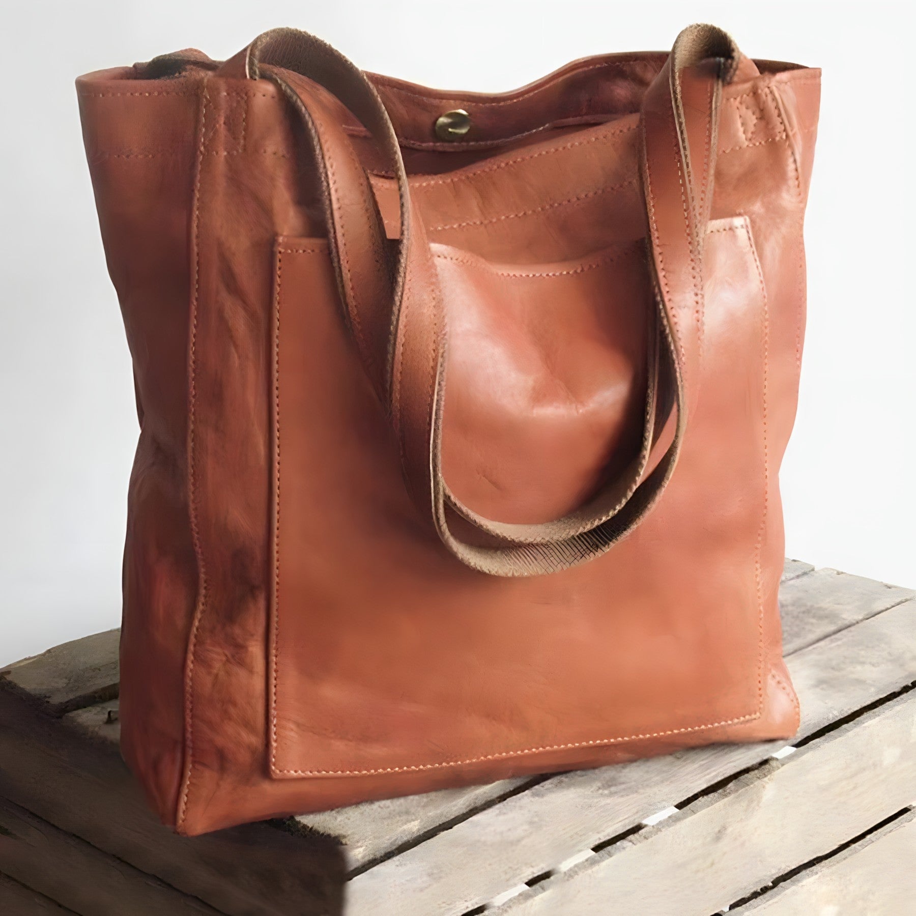 Stijlvolle leren shopper tas met schouderhengsels