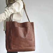 Stijlvolle leren shopper tas met schouderhengsels