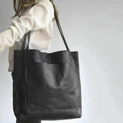Stijlvolle leren shopper tas met schouderhengsels