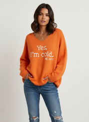 Stijlvolle oversized dames pullover met statement print - Xaviera