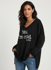 Stijlvolle oversized dames pullover met statement print - Xaviera