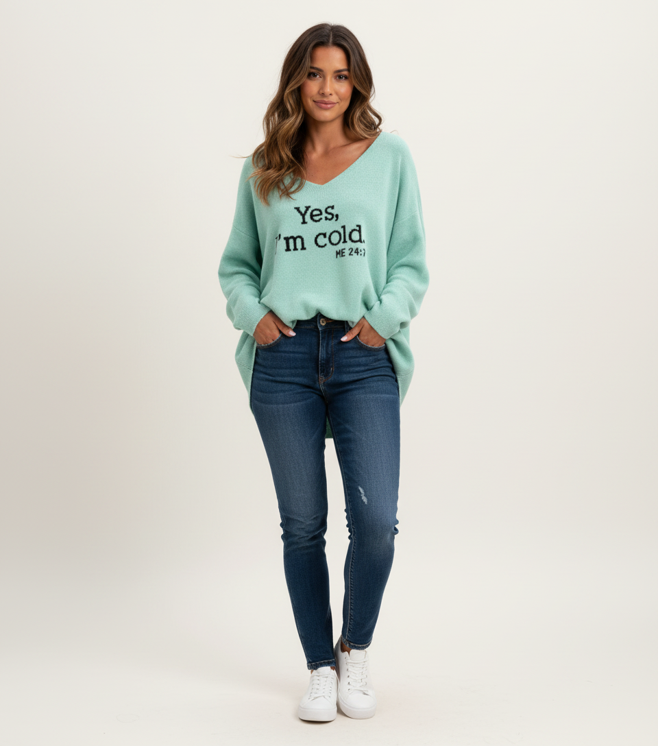 Stijlvolle oversized dames pullover met statement print - Xaviera