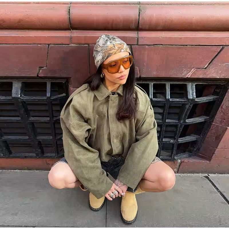 Stijlvolle suède oversized jas – Fabiane