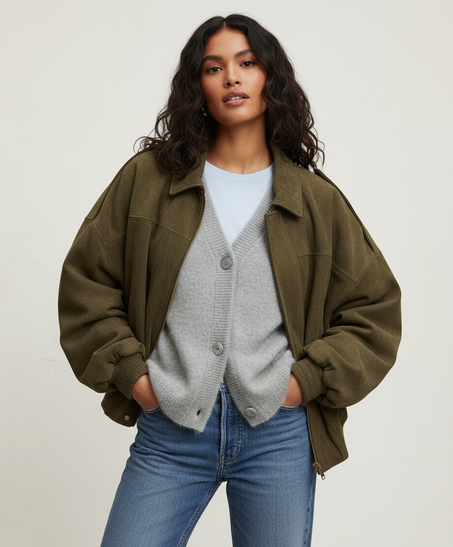 Stijlvolle suède oversized jas – Fabiane