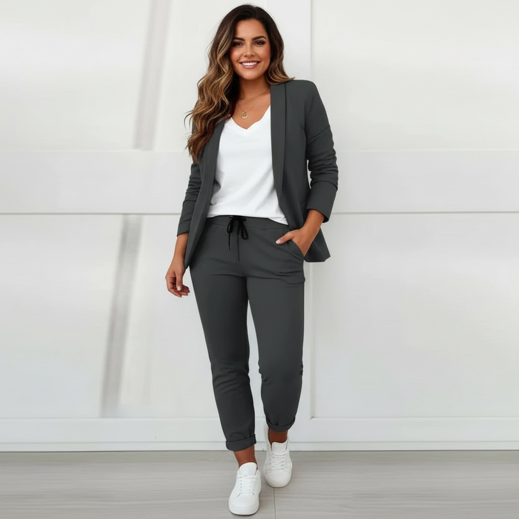 Stijlvolle tweedelige dames set met blazer en comfortabele pantalon – Sanne