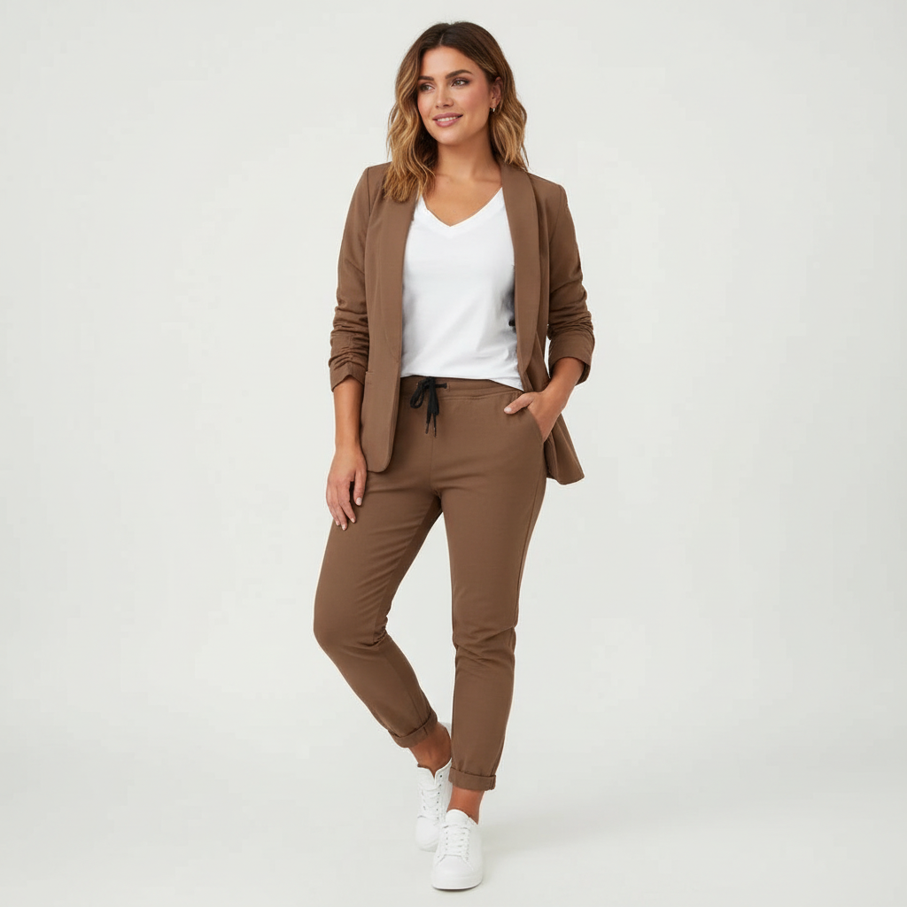Stijlvolle tweedelige dames set met blazer en comfortabele pantalon – Sanne
