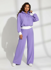 Stijlvolle tweedelige lounge set met hoodie en wide-leg broek – Dina