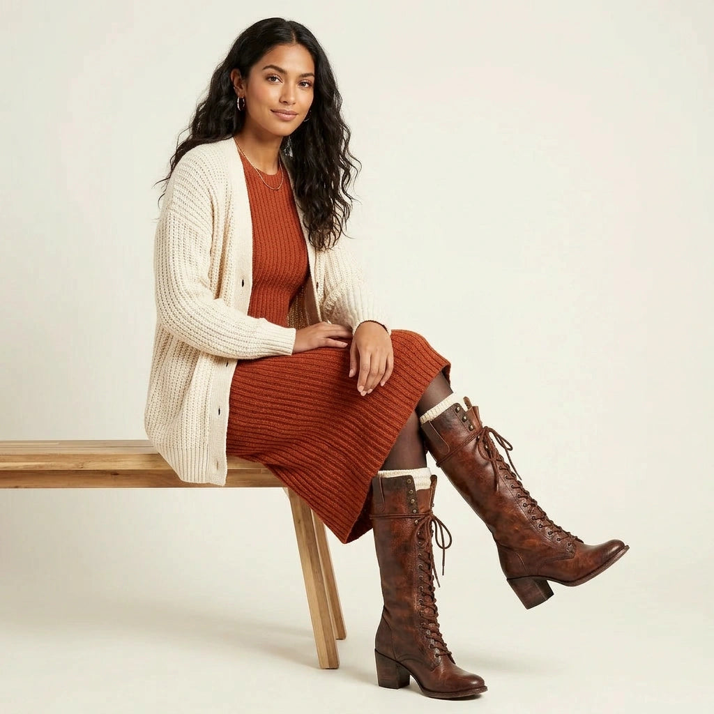 Stijlvolle veterlaarzen met hak voor dames