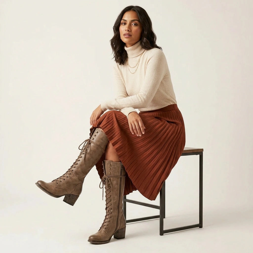 Stijlvolle veterlaarzen met hak voor dames