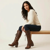 Stijlvolle veterlaarzen met hak voor dames