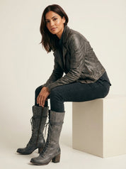 Stijlvolle veterlaarzen met hak voor dames