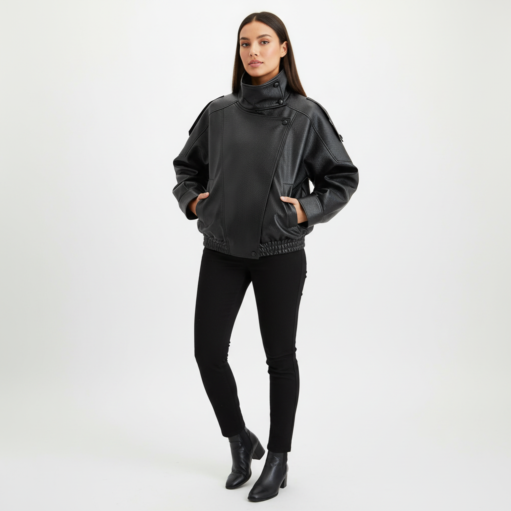 Stoere leren damesjas – Rebel