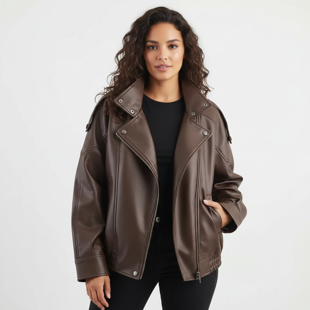 Stoere leren damesjas – Rebel