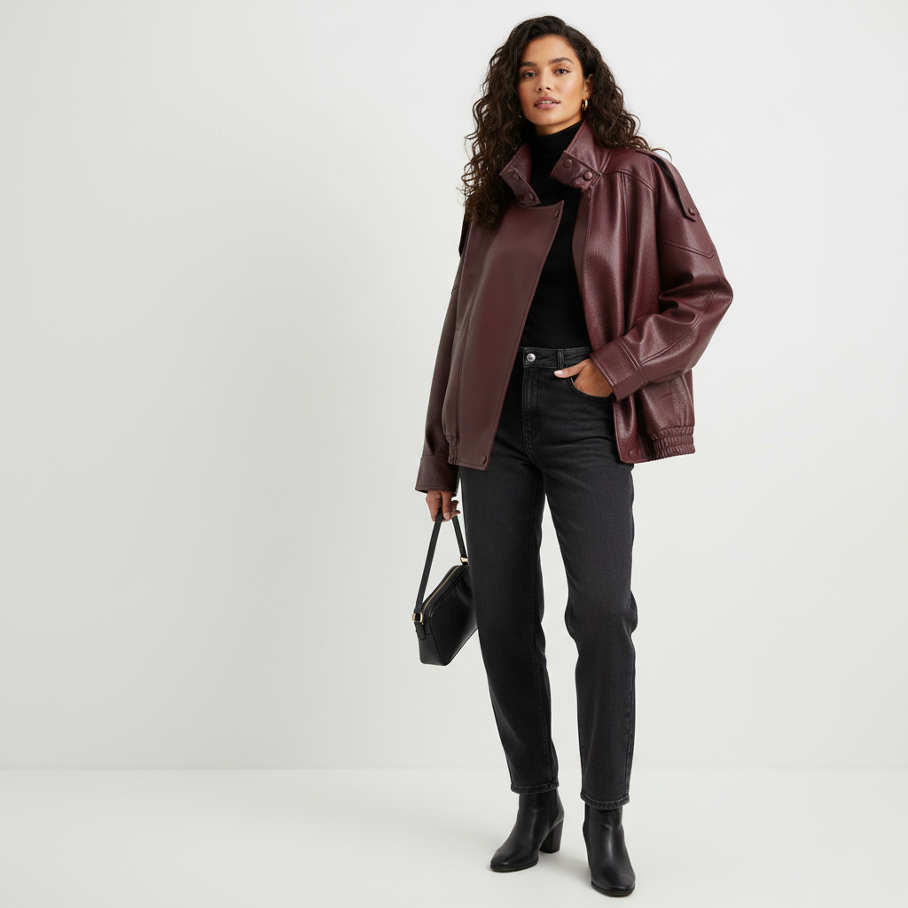 Stoere leren damesjas – Rebel