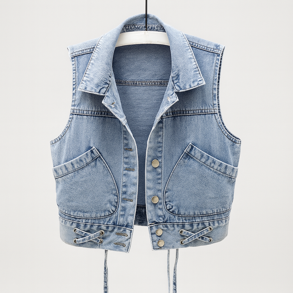 Stoer mouwloos denim dames vest – Katy