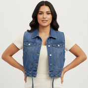 Stoer mouwloos denim dames vest – Katy