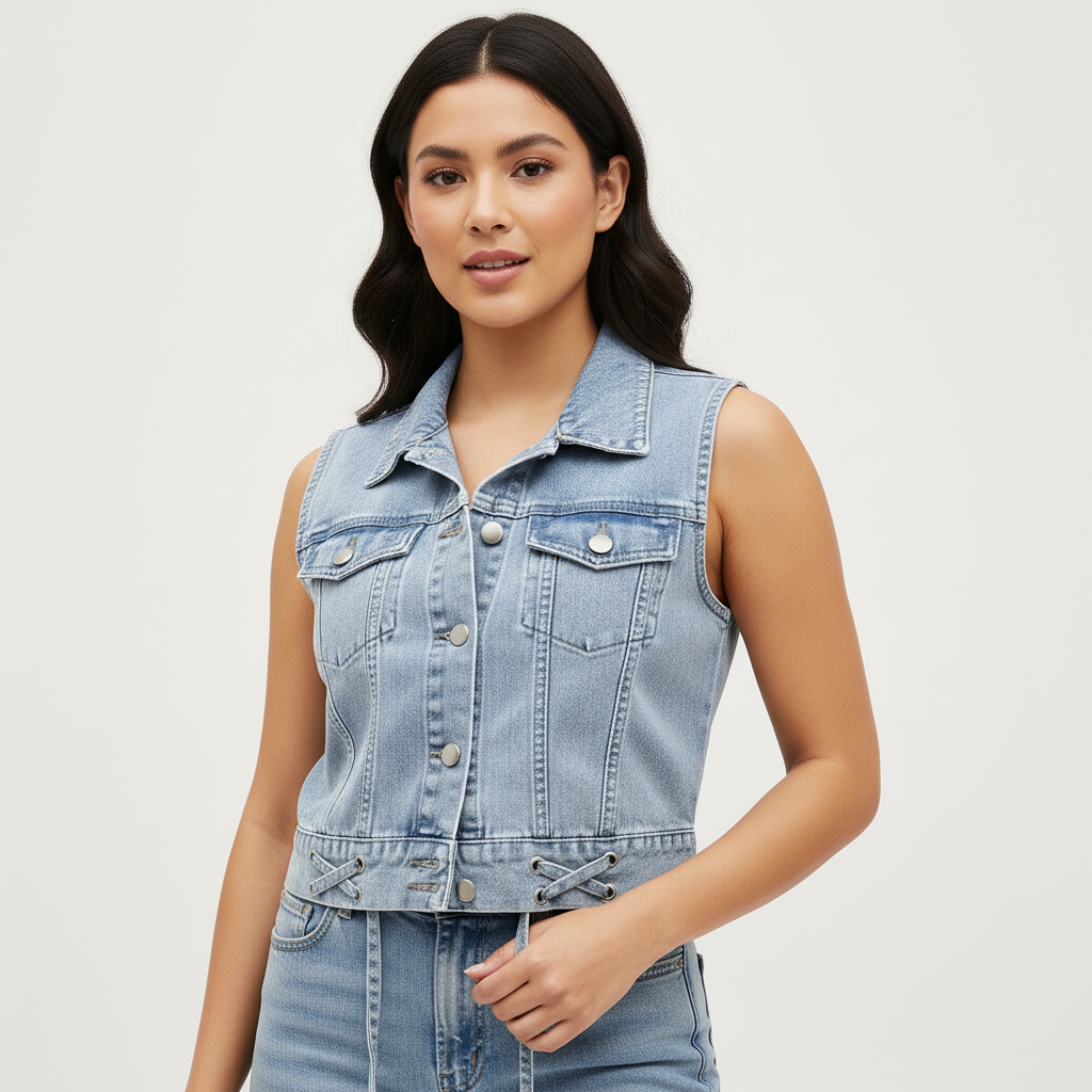 Stoer mouwloos denim dames vest – Katy
