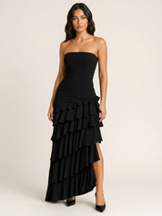 Strapless avondjurk met gelaagde ruches - Valéria