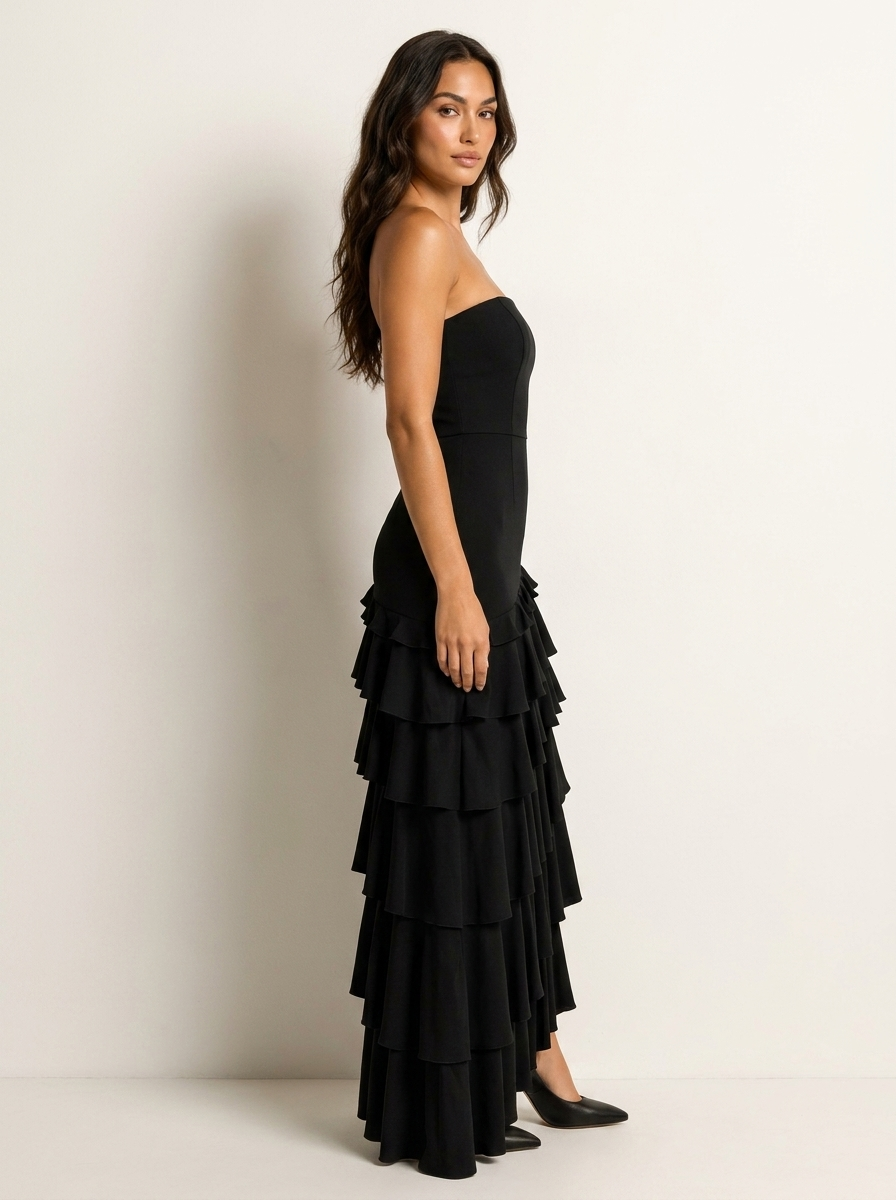 Strapless avondjurk met gelaagde ruches - Valéria
