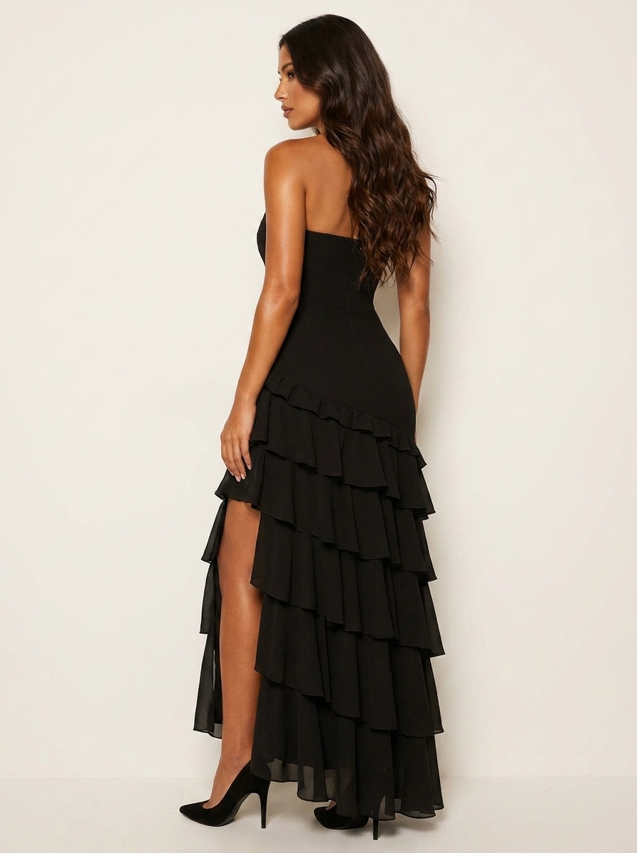 Strapless avondjurk met gelaagde ruches - Valéria