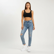 Stretch ademende dames sneakers met chunky zool