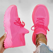 Stretch ademende dames sneakers met chunky zool