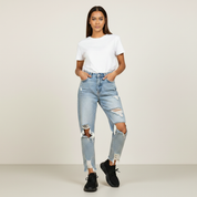 Stretch ademende dames sneakers met chunky zool