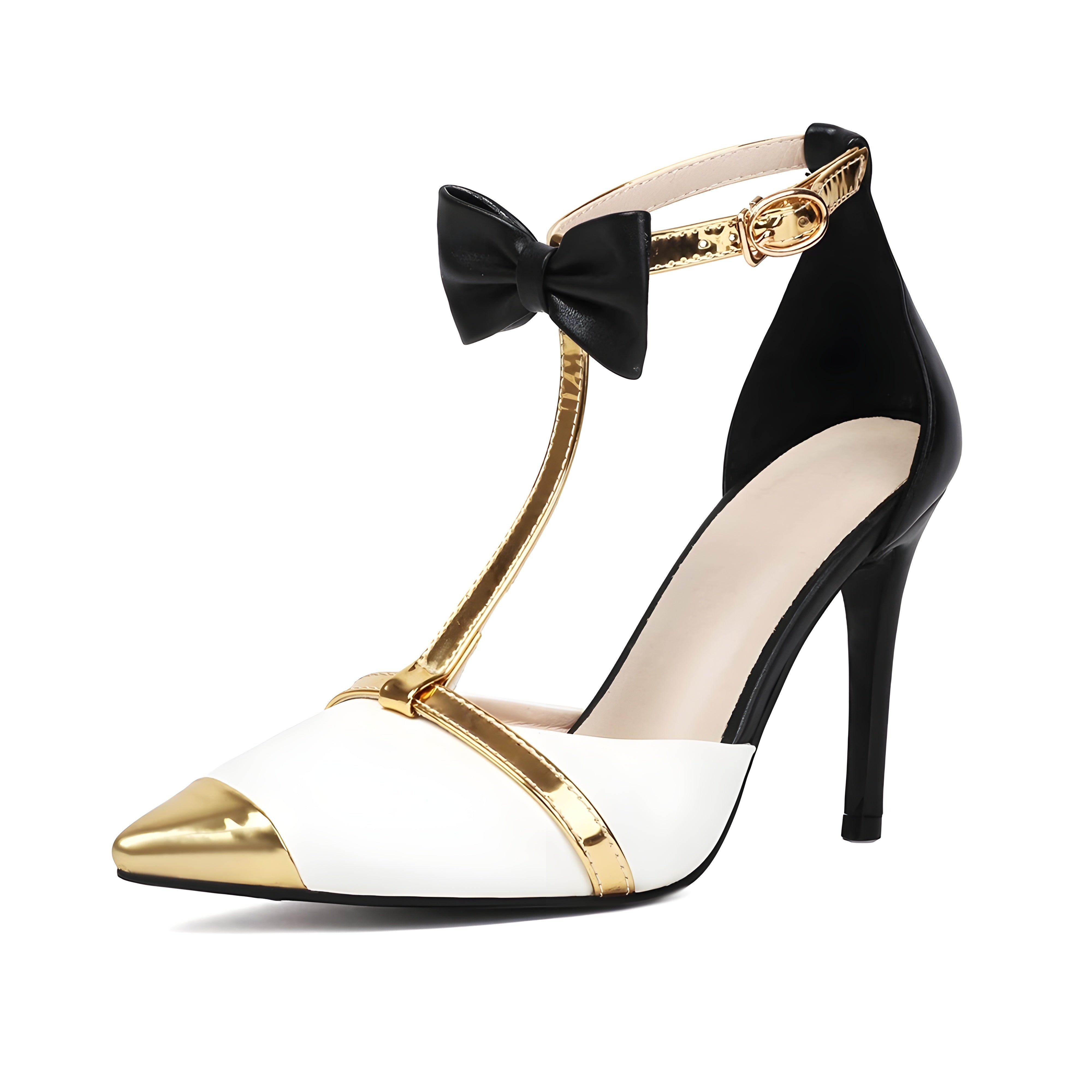 Strik detail stiletto hakken met gouden accenten – Elowen
